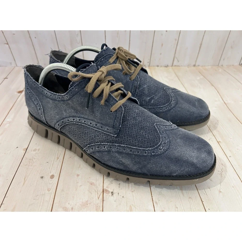 Cole Haan Mens Zerogrand Navy Denim Wingtip Oxford 10.5 M C21389